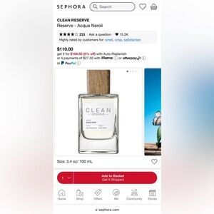 CLEAN RESERVE ACQUA NEROLI 3.4 OZ EAU DE PARFUM SPRAY (BRAND NEW IN BOX)